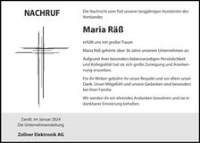 Traueranzeige Maria Räß
