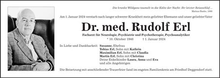 Traueranzeige Rudolf Erl