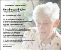 Traueranzeige Maria Barbara Bücherl