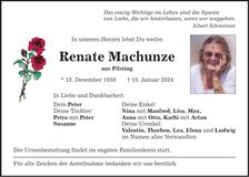 Traueranzeige Renate Machunze