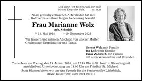 Traueranzeige Marianne Wolz