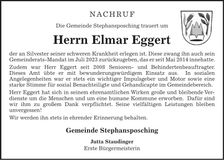 Traueranzeige Elmar Eggert