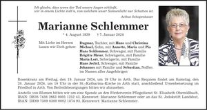 Traueranzeige Marianne Schlemmer