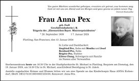 Traueranzeige Anna Pex