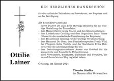 Traueranzeige Ottilie Lainer