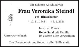 Traueranzeige Veronika Steidl
