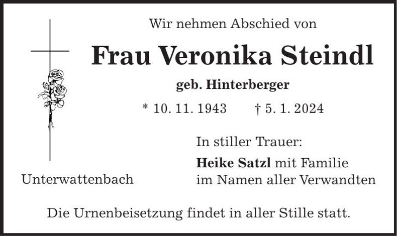 Traueranzeige Veronika Steidl
