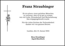Traueranzeige Franz Straubinger