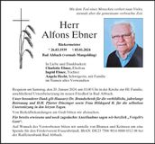 Traueranzeige Alfons Ebner