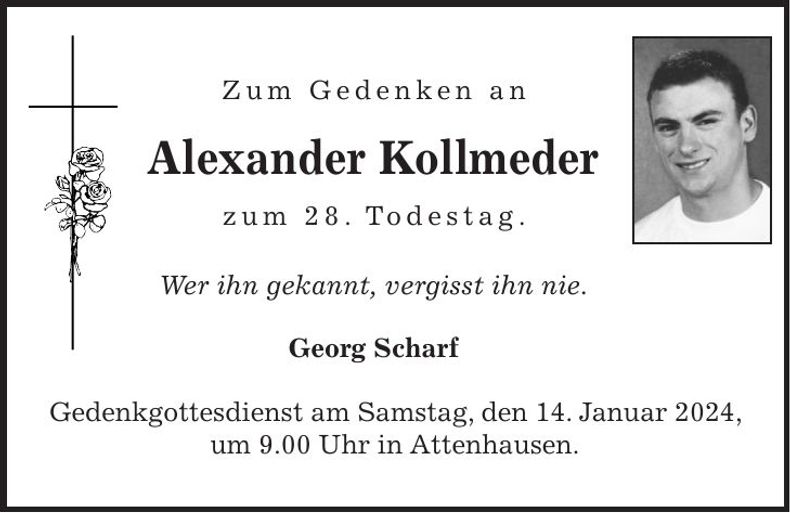 Traueranzeige Alexander Kollmeder