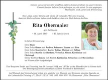 Traueranzeige Rita Obermaier