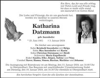 Traueranzeige Katharina Datzmann Katharina Datzmann
