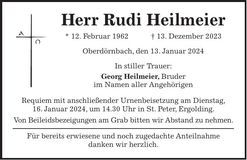 Traueranzeige Rudi Heilmeier