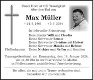 Traueranzeige Max Müller