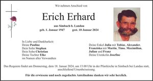 Traueranzeige Erich Erhard