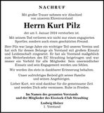 Traueranzeige Kurt Pilz