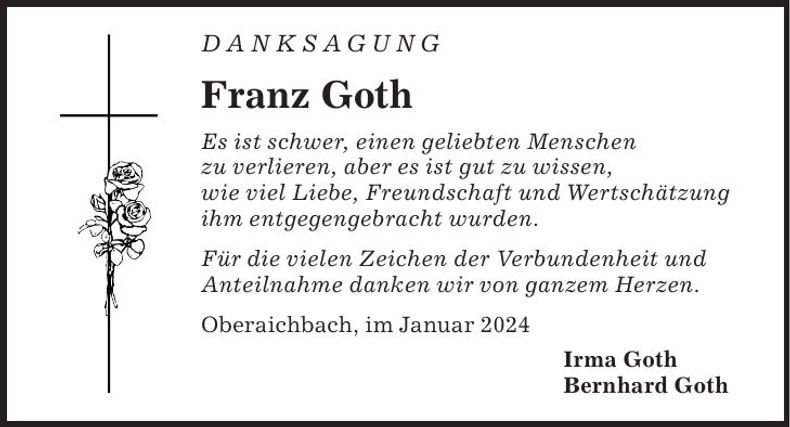 Traueranzeige Franz Goth