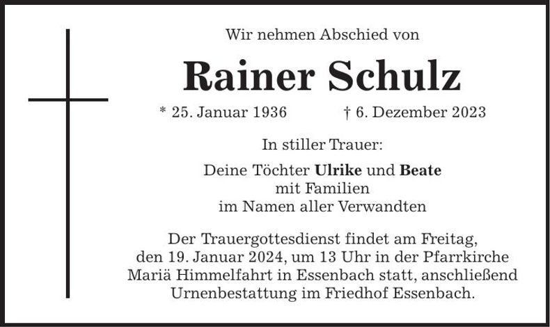 Traueranzeige Rainer Schulz