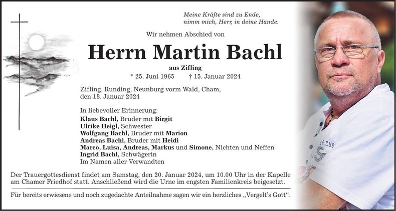 Traueranzeige Martin Bachl