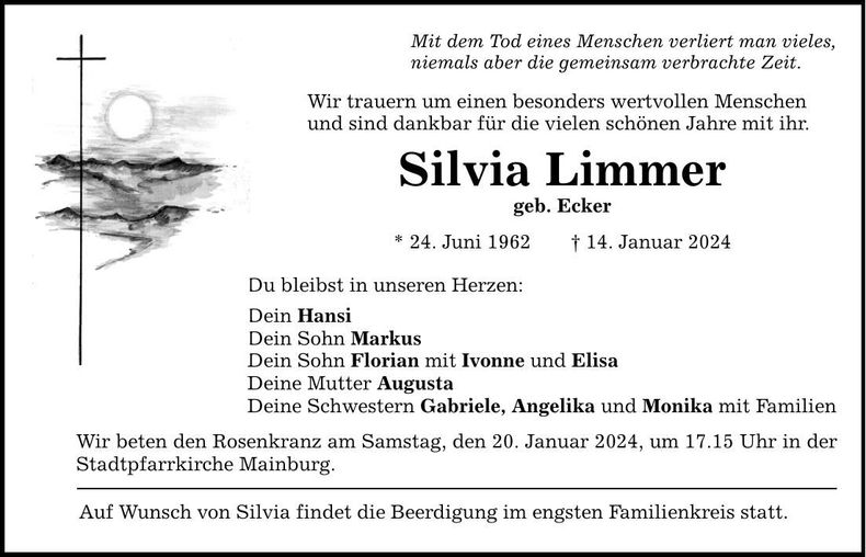 Traueranzeige Silvia Limmer