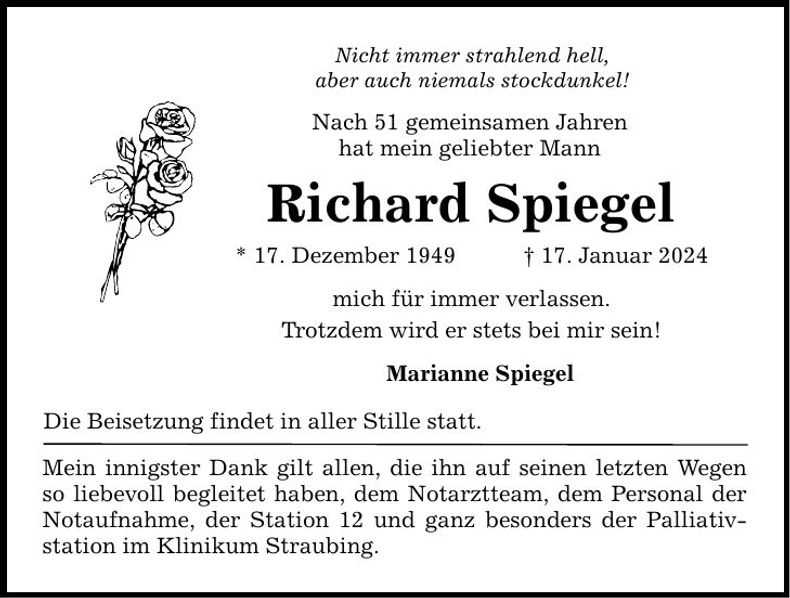Traueranzeige Richard Spiegel
