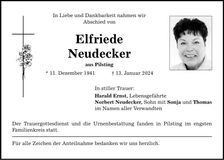 Traueranzeige Elfriede Neudecker