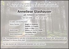 Traueranzeige Anneliese Glashauser