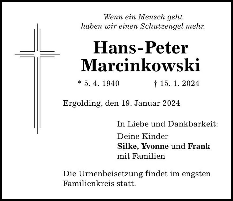 Traueranzeige Hans-Peter Marcinkowski