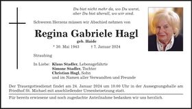 Traueranzeige Regina Hagl