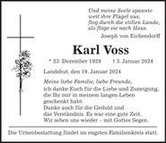 Traueranzeige Karl Voss