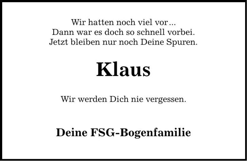 Traueranzeige Klaus Wallner