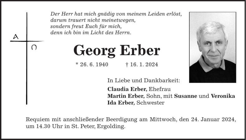 Traueranzeige Georg Erber