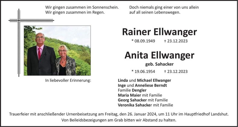 Traueranzeige Rainer, Anita Ellwanger