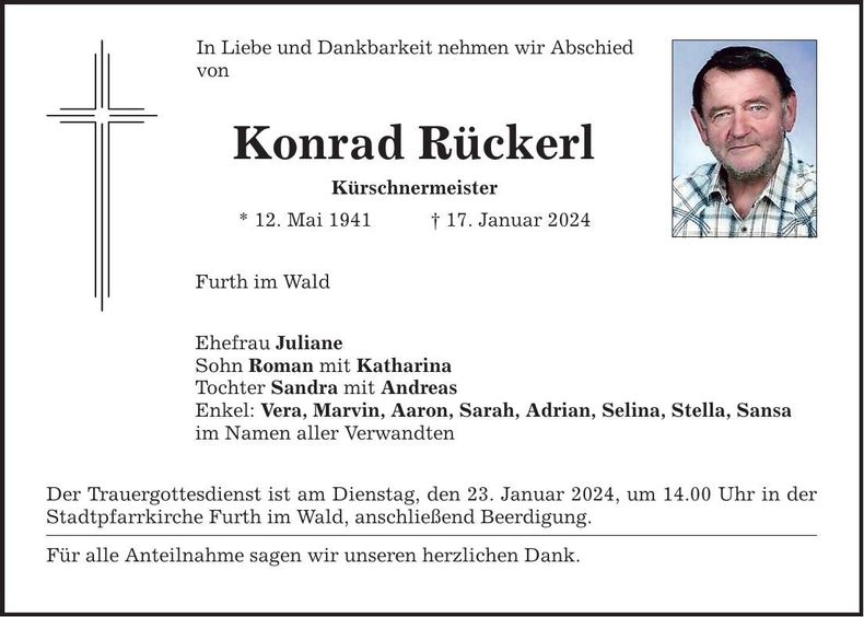 Traueranzeige Konrad Rückerl