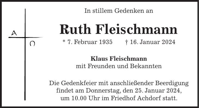 Traueranzeige Ruth Fleischmann