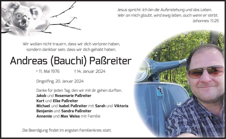 Traueranzeige Andreas Paßreiter