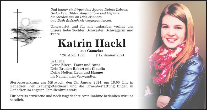 Traueranzeige Katrin Hackl