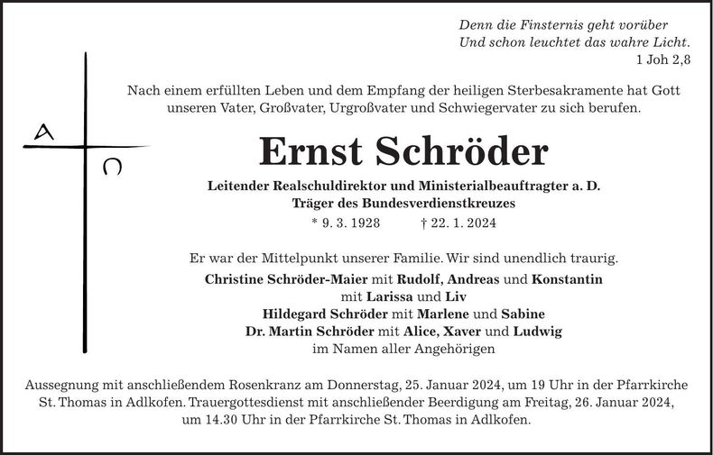 Traueranzeige Ernst Schröder