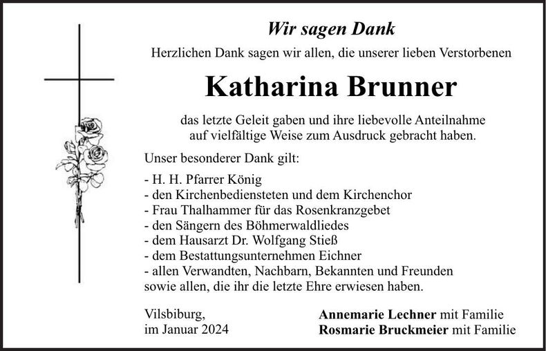 Traueranzeige Katharina Brunner