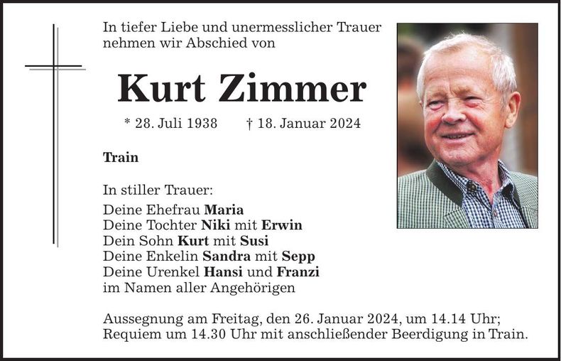 Traueranzeige Kurt Zimmer