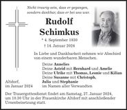Traueranzeige Rudolf Schimkus