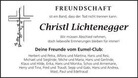 Traueranzeige Christl Lichtenegger