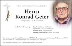 Traueranzeige Konrad Geier