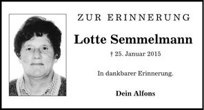 Traueranzeige Lotte Semmelmann
