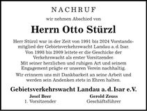 Traueranzeige Otto Stürzl