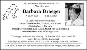 Traueranzeige Barbara Draeger