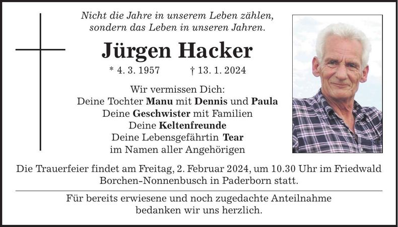 Traueranzeige Jürgen Hacker