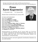 Traueranzeige Xaver Kagermeier