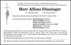 Traueranzeige Alfons Dinzinger