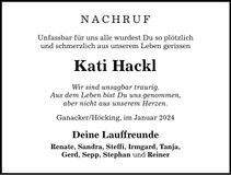 Traueranzeige Katrin Hackl